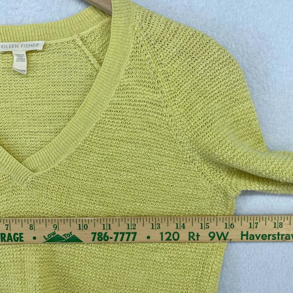 EILEEN FISHER Sweater 2XS Organic Linen Cotton Slub Long Sleeve Pullover Yellow - Picture 12 of 14